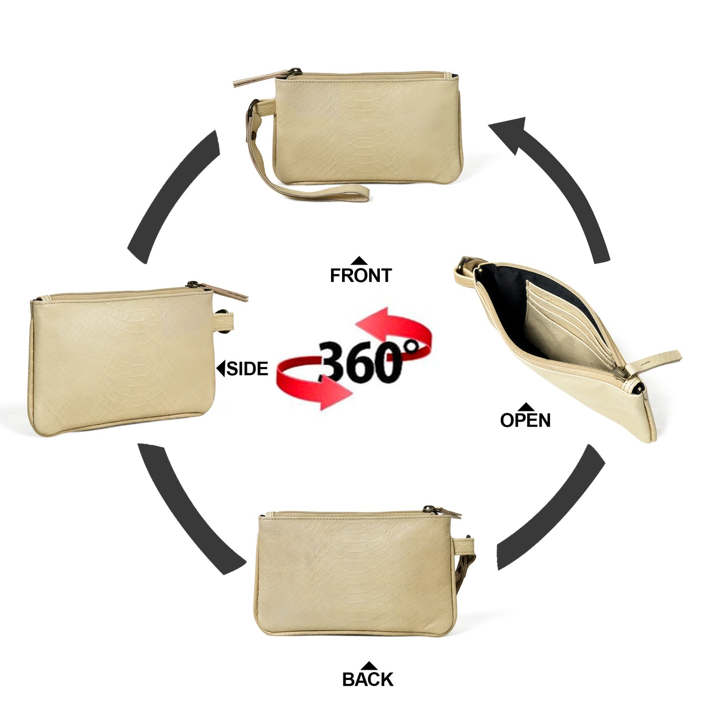 Women Reptilian Pattern Wallet- Light Gray