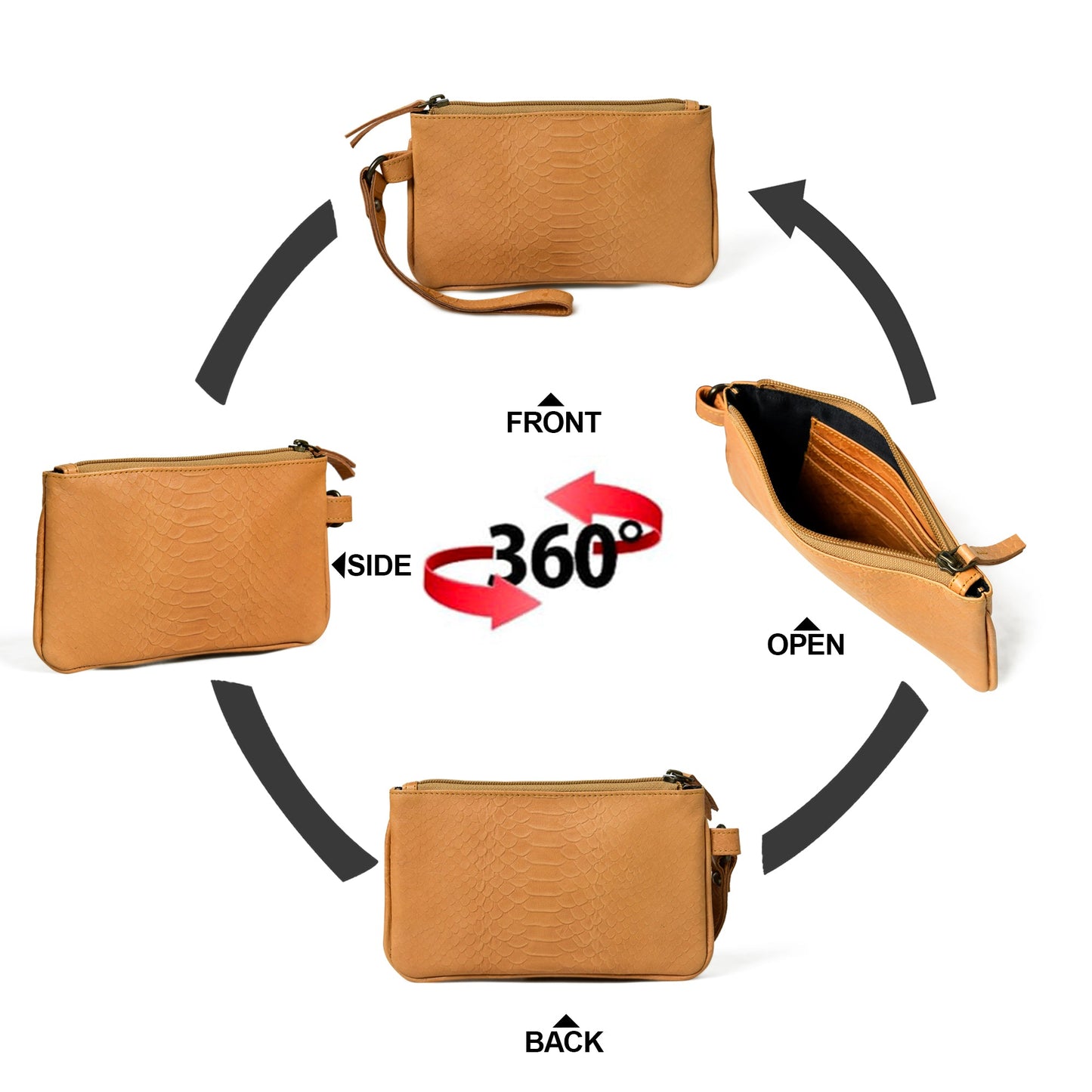 Women Reptilian Pattern Wallet- Mustard