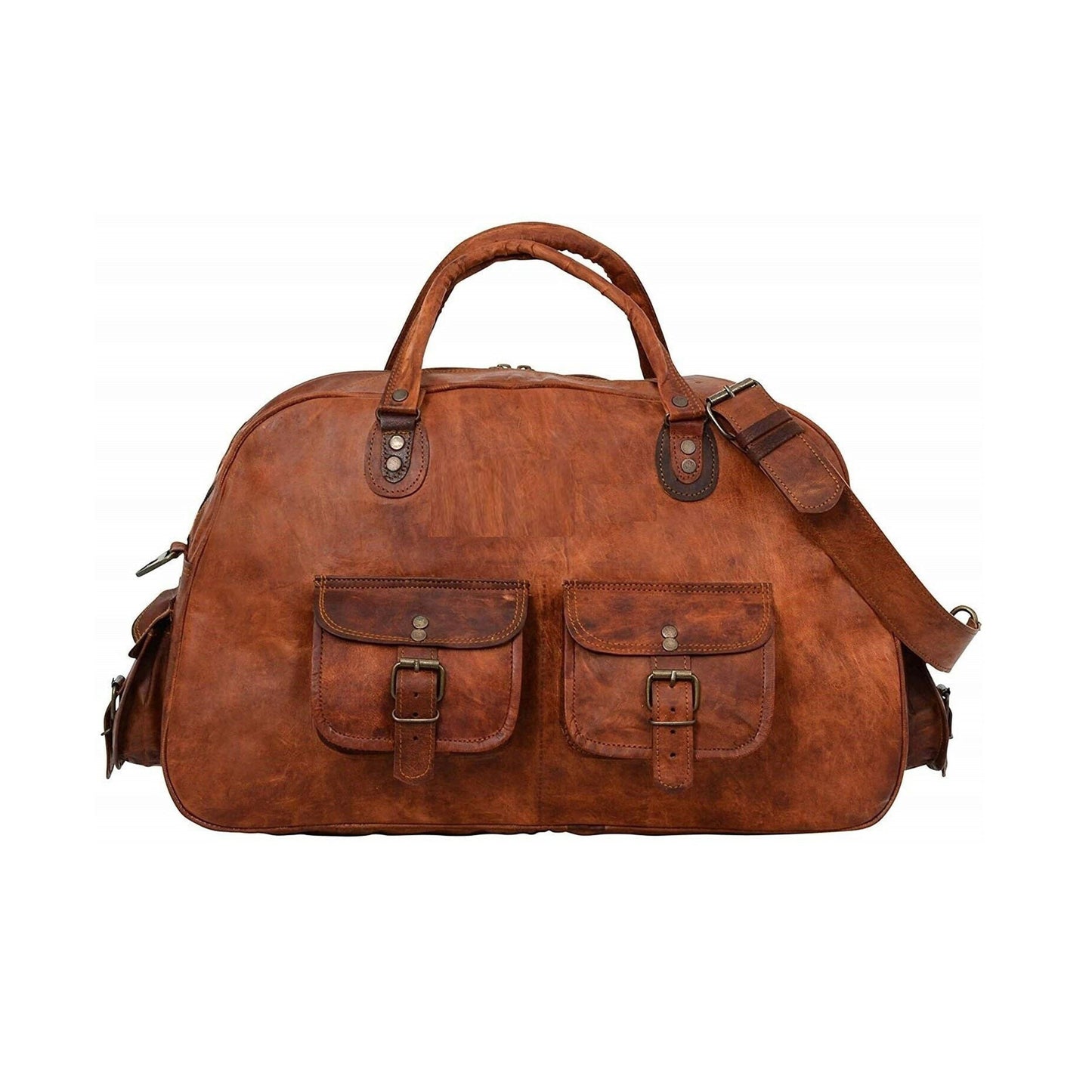 Vintage Brown Handmade Leather Duffle Bag Classy Leather Bags
