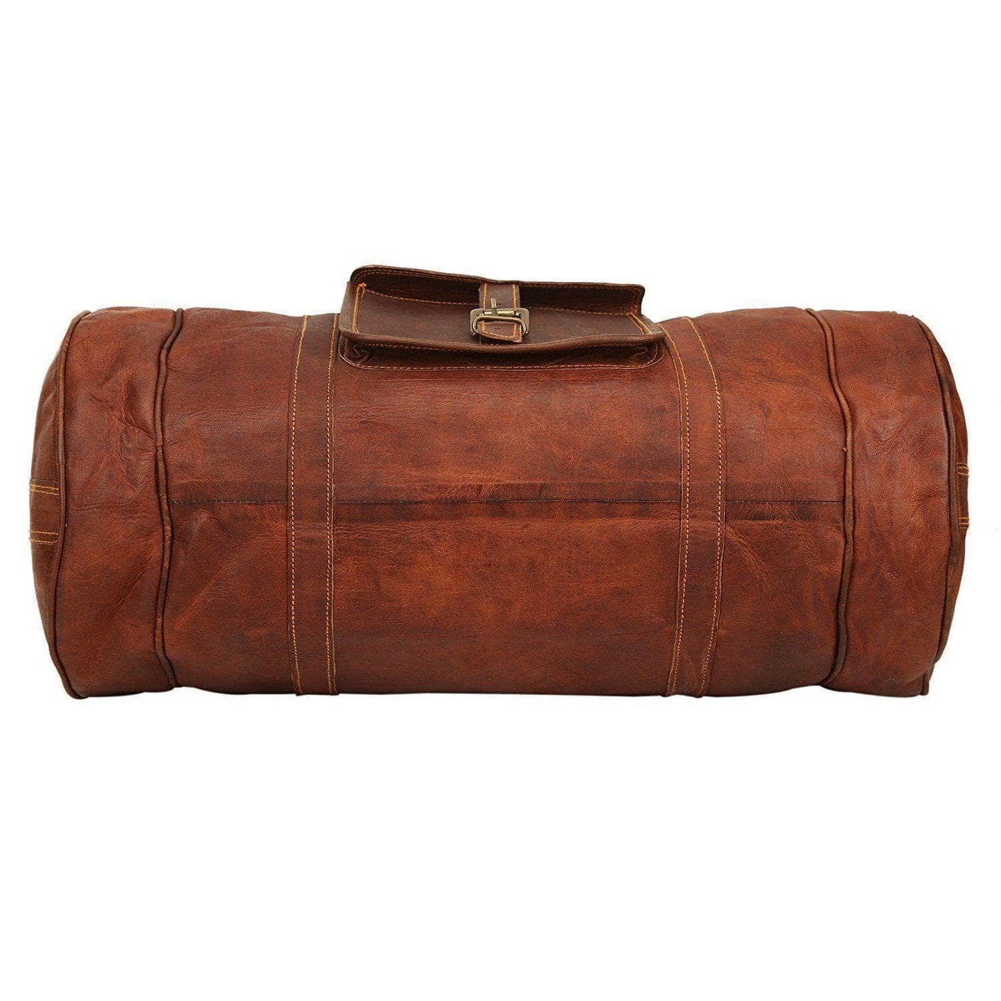 Round Leather Duffle Gym Sports Travel Bag hmkrafts
