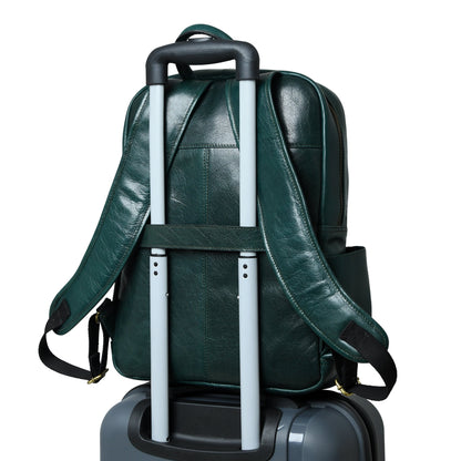 Luxury Italian Leather Backpack, Green