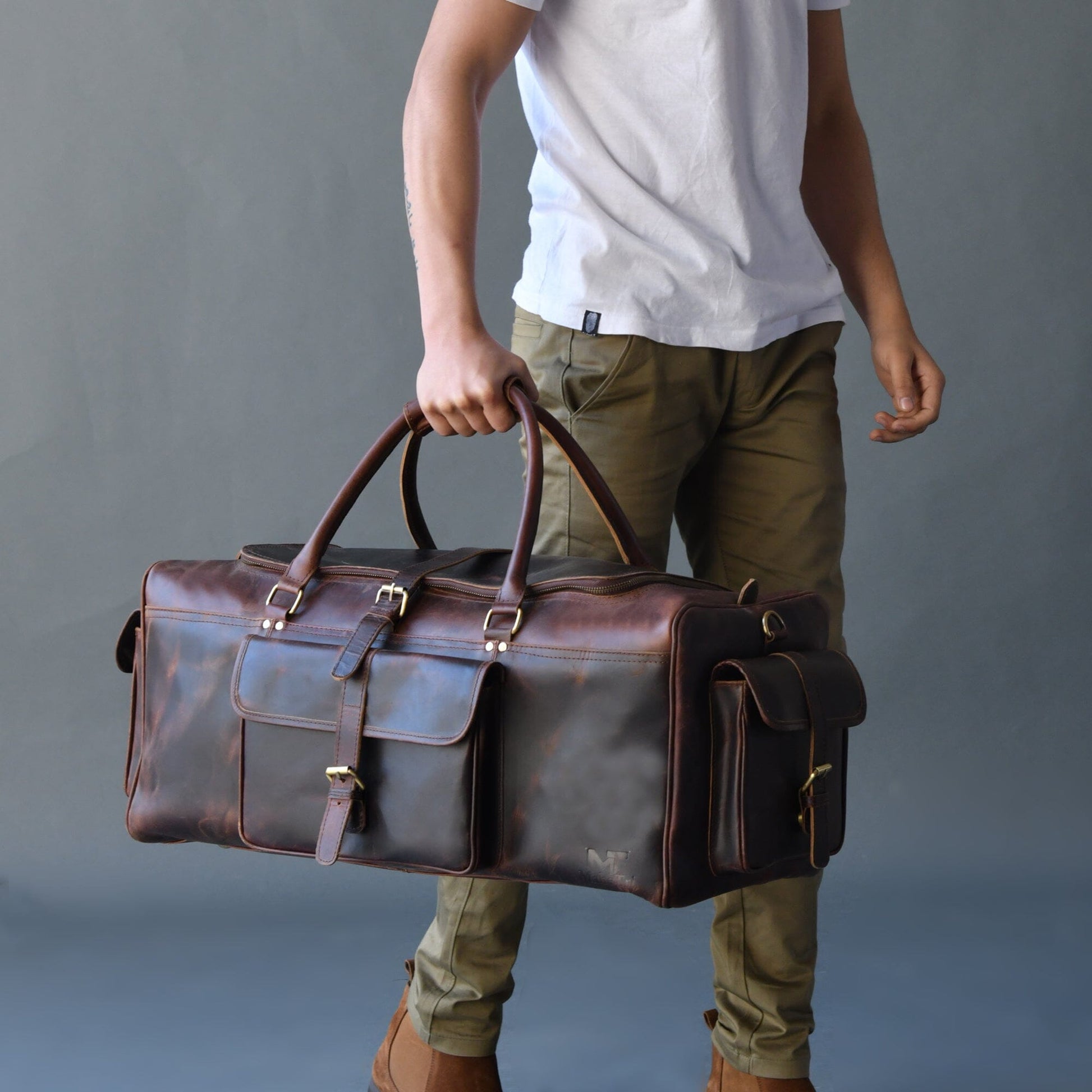 leather duffle bag