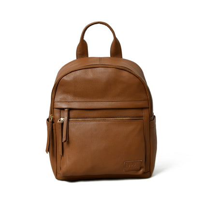 Tan Leather Multi Pocket Women's Backpack