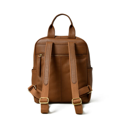 Tan Leather Multi Pocket Women's Backpack