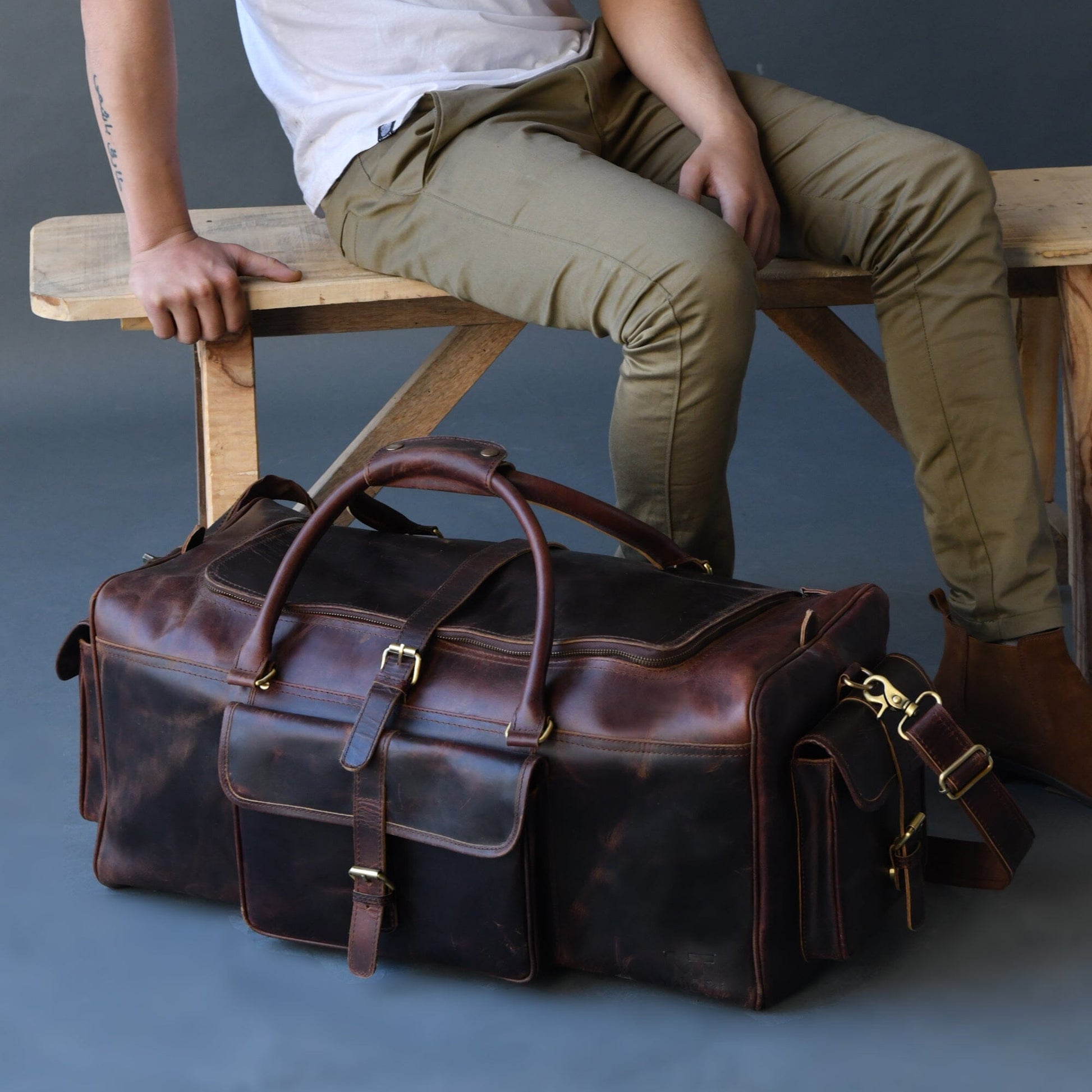 leather duffle bag