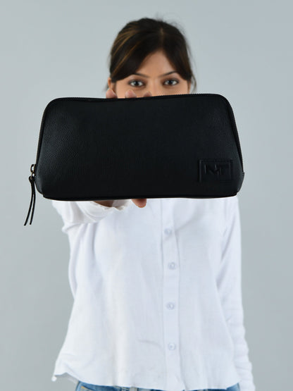 Classic Black Leather Clutch