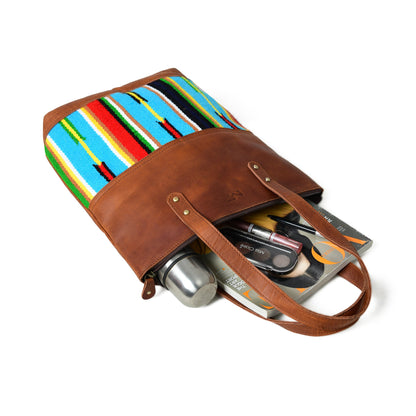 Multicoloured Leather Tote Bag