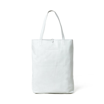 White Leather Shoulder Tote Bag