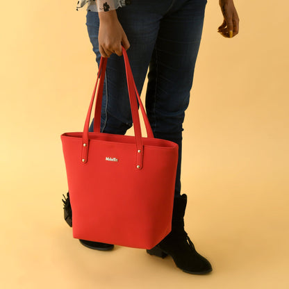 Era Vegan Leather Tote - Coral Red