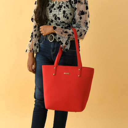 Era Vegan Leather Tote - Coral Red