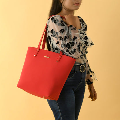 Era Vegan Leather Tote - Coral Red