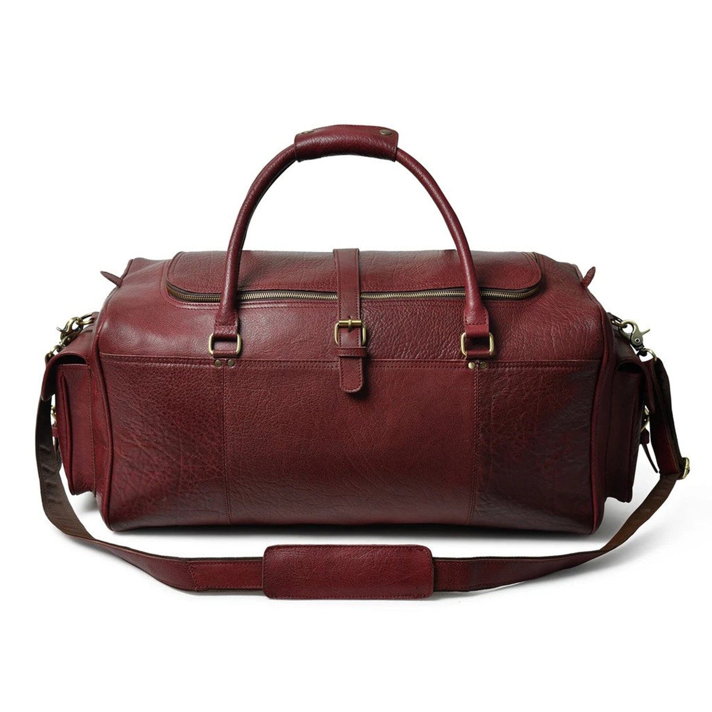 black leather duffle bag mens