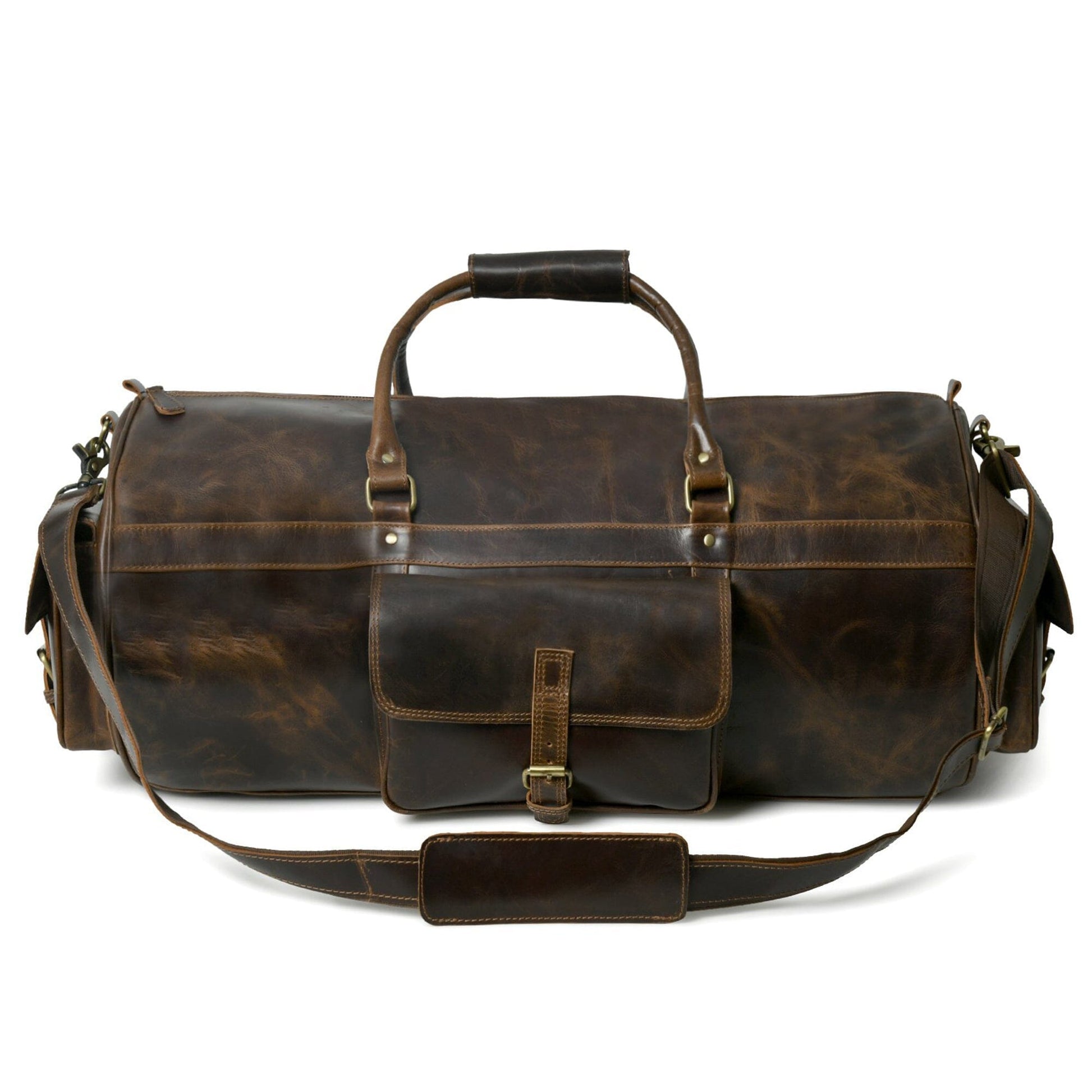 black leather duffle bag mens