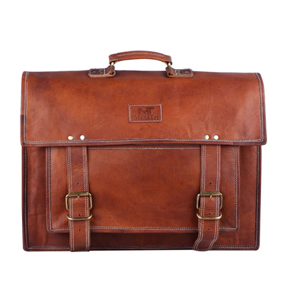 leather laptop Messenger backpack men's