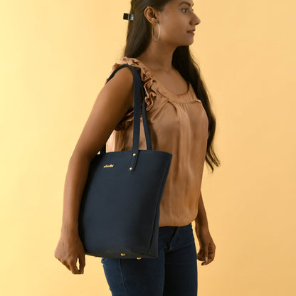 Era Vegan Leather Tote - Navy Blue