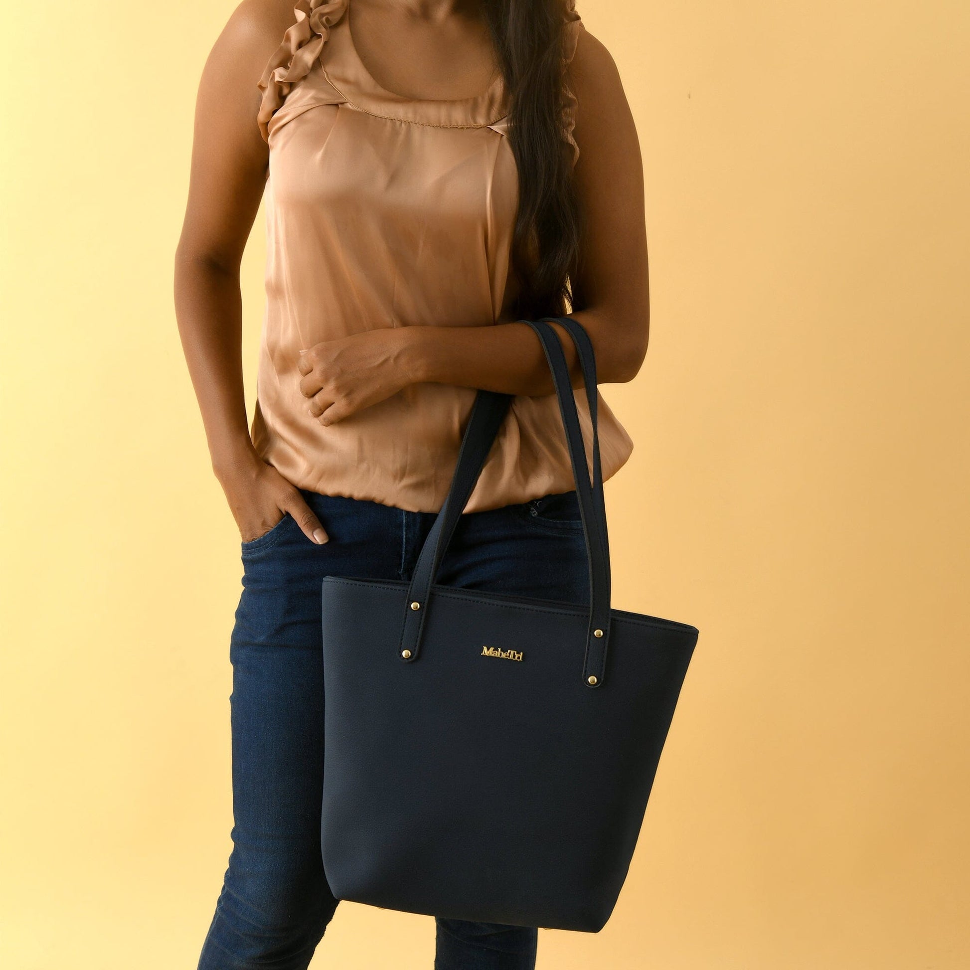 Era Vegan Leather Tote - Navy Blue