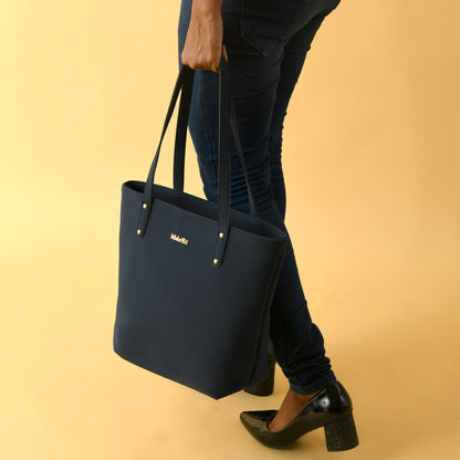 Era Vegan Leather Tote - Navy Blue