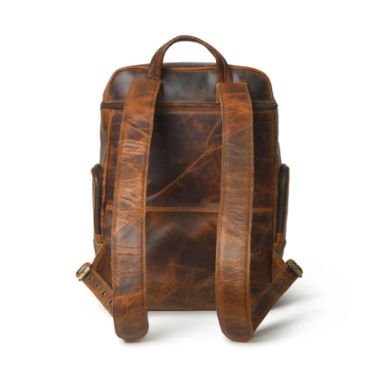 BOGO: Alpha Caramel Buffalo Leather Travel Backpack + FREE Leather Journal