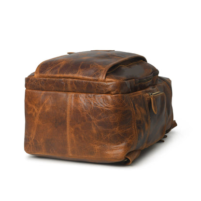 BOGO: Alpha Caramel Buffalo Leather Travel Backpack + FREE Leather Journal