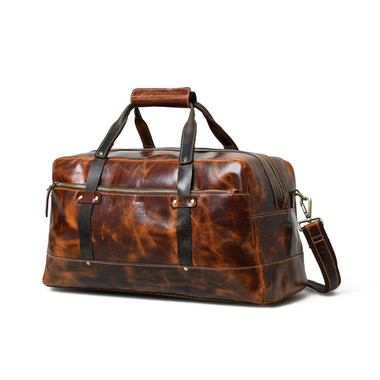 Espresso Elegance Carry on Duffle, Saddle Tan