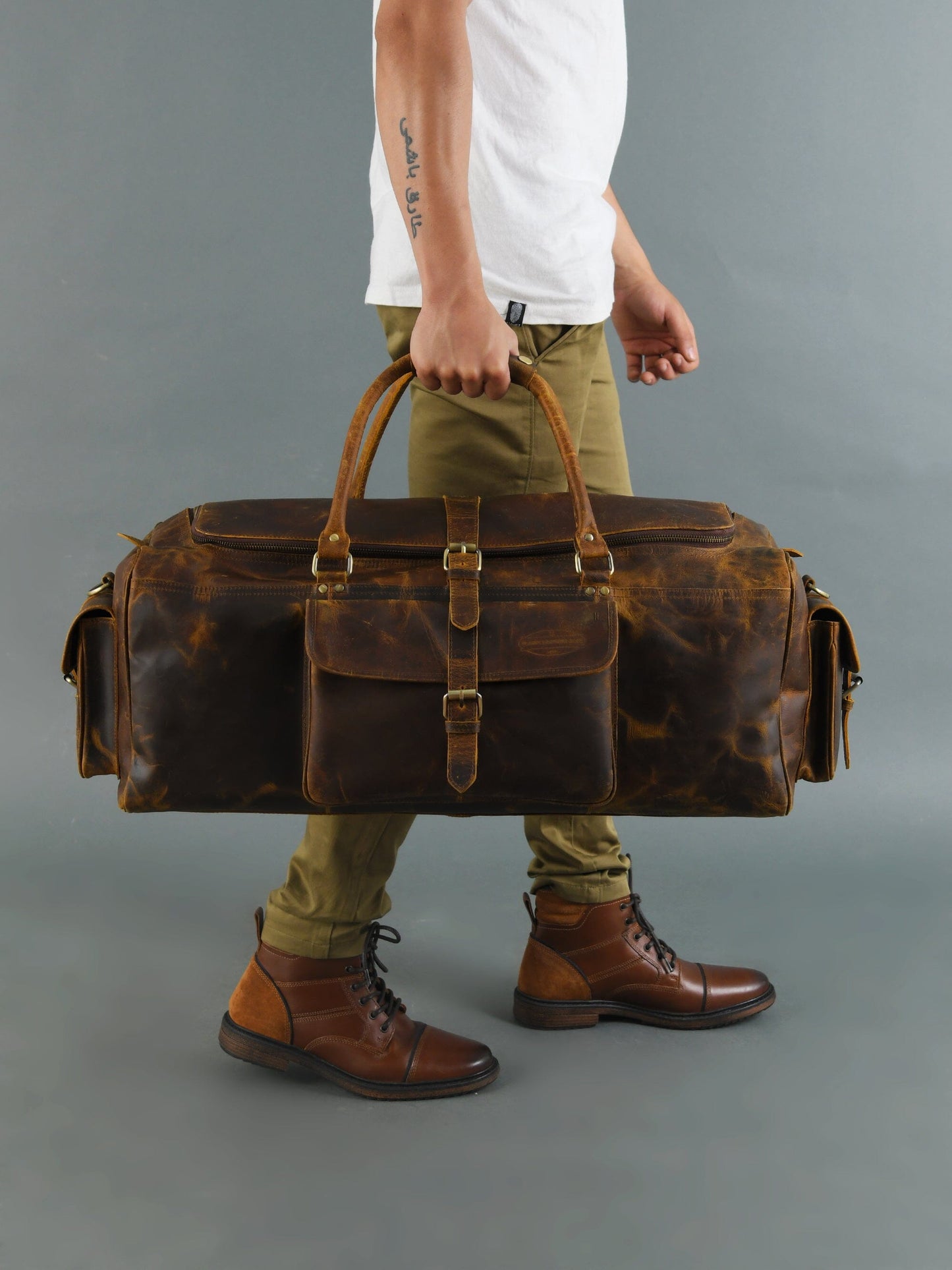 leather duffle bag