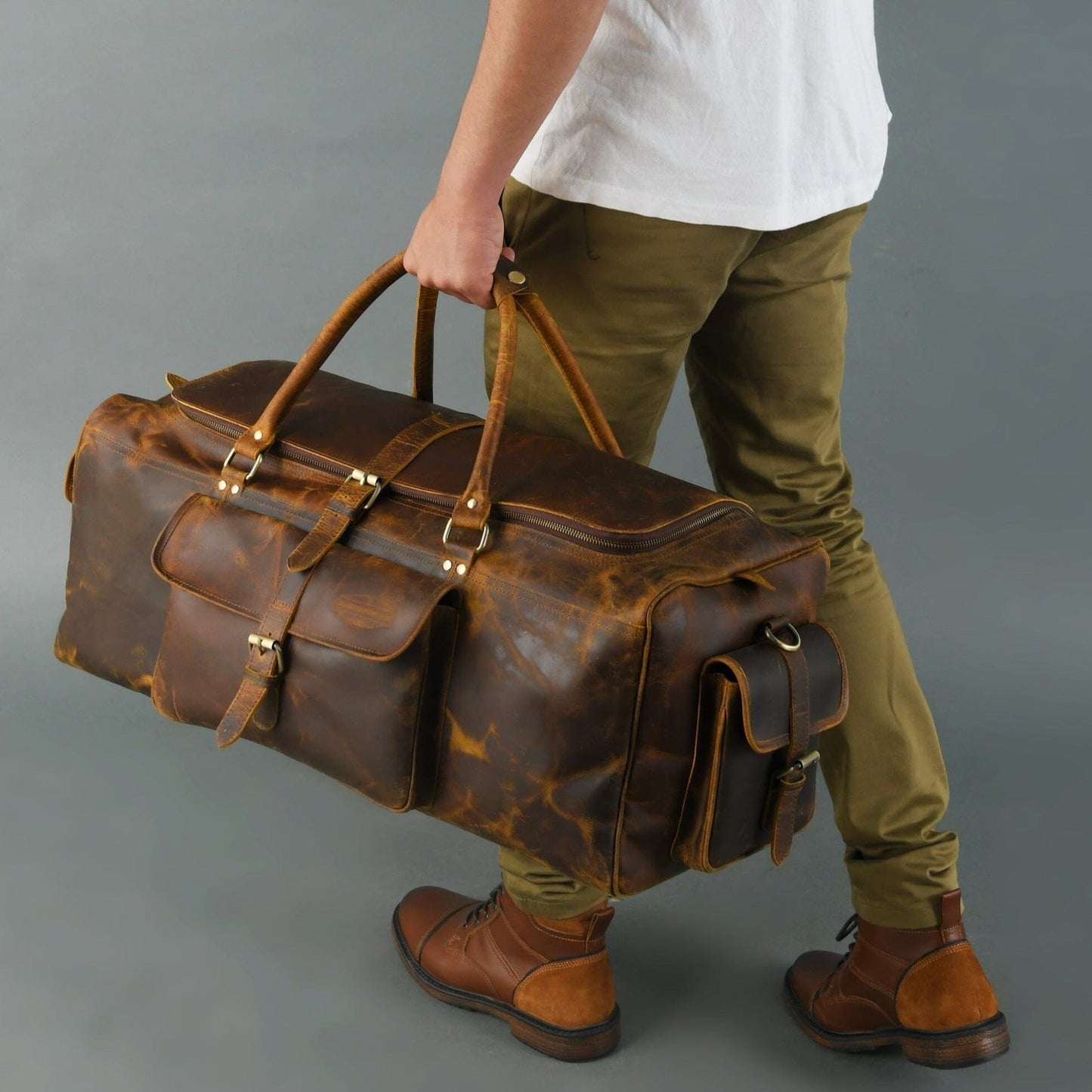 leather duffle bag