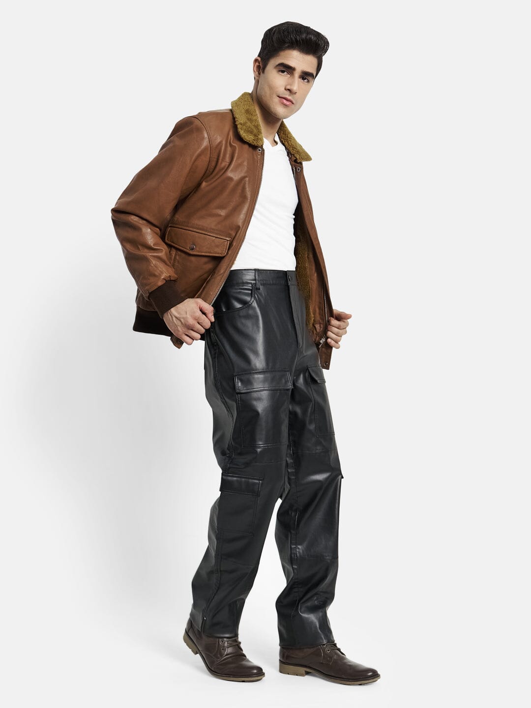 Brown Bomber Leather Jacket