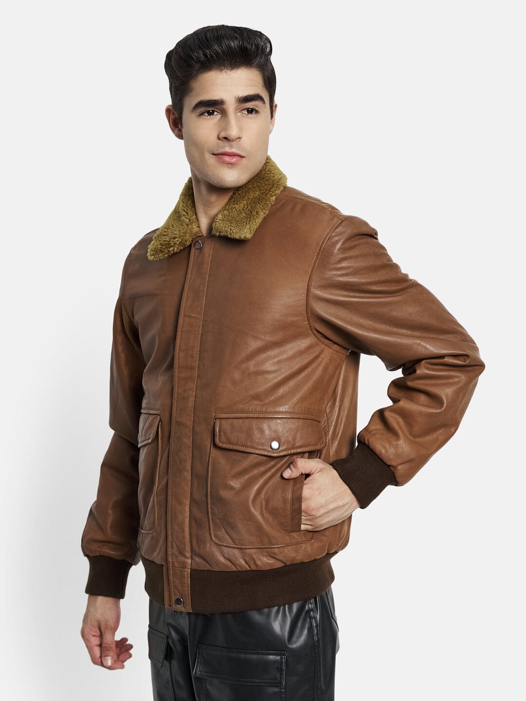 Brown Bomber Leather Jacket