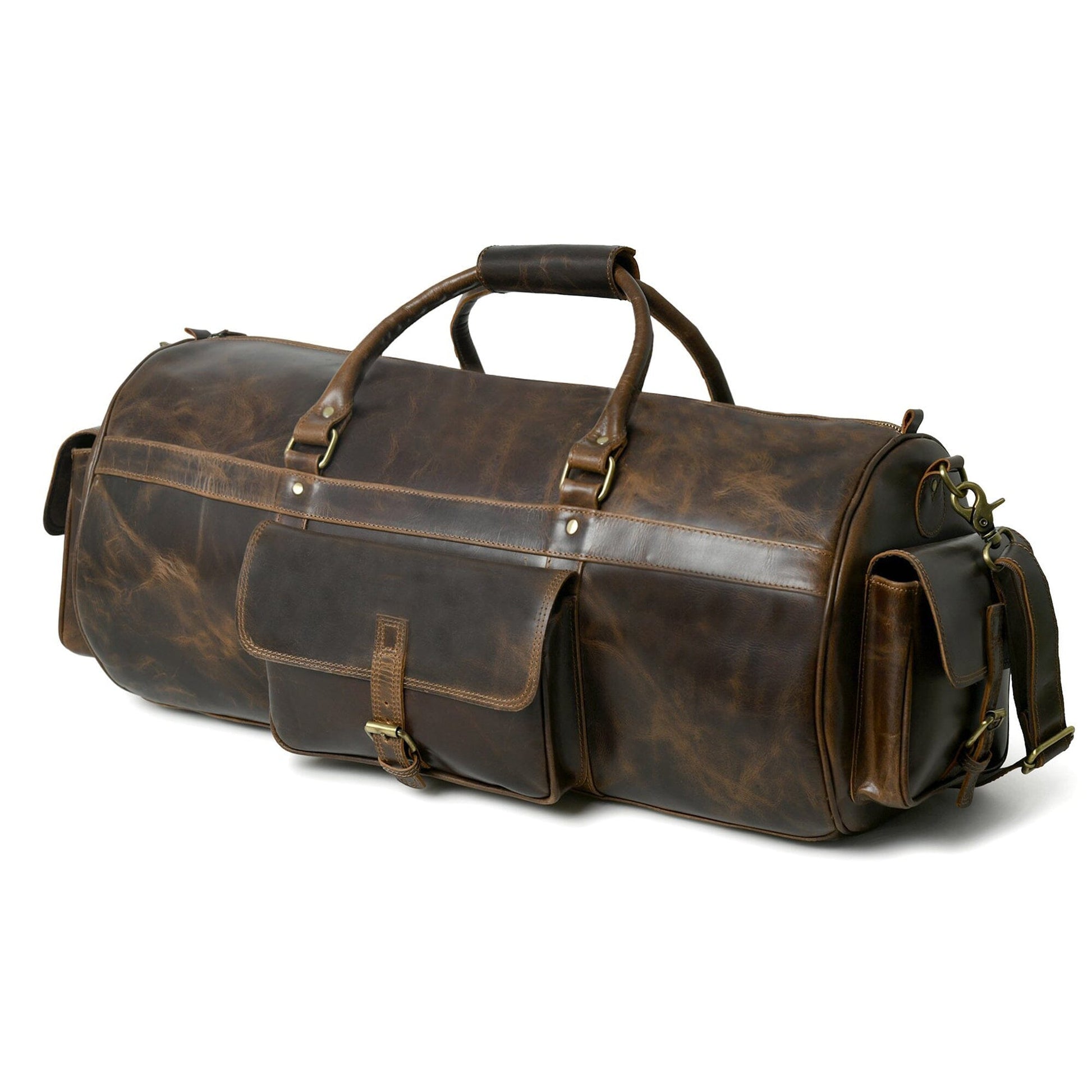 black leather duffle bag mens