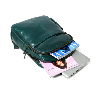 Luxury Italian Leather Backpack, Green