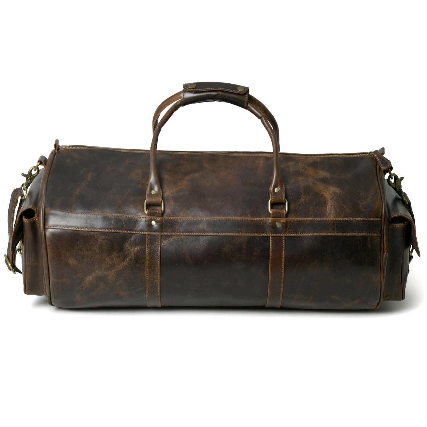 black leather duffle bag mens