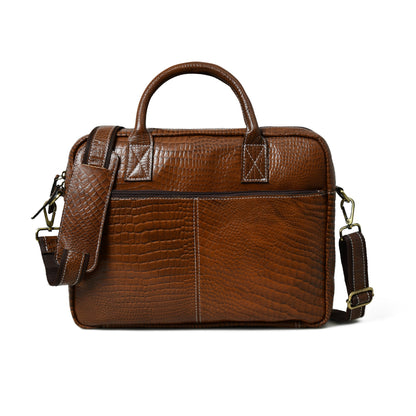 Laurent Leather Briefcase- Brown