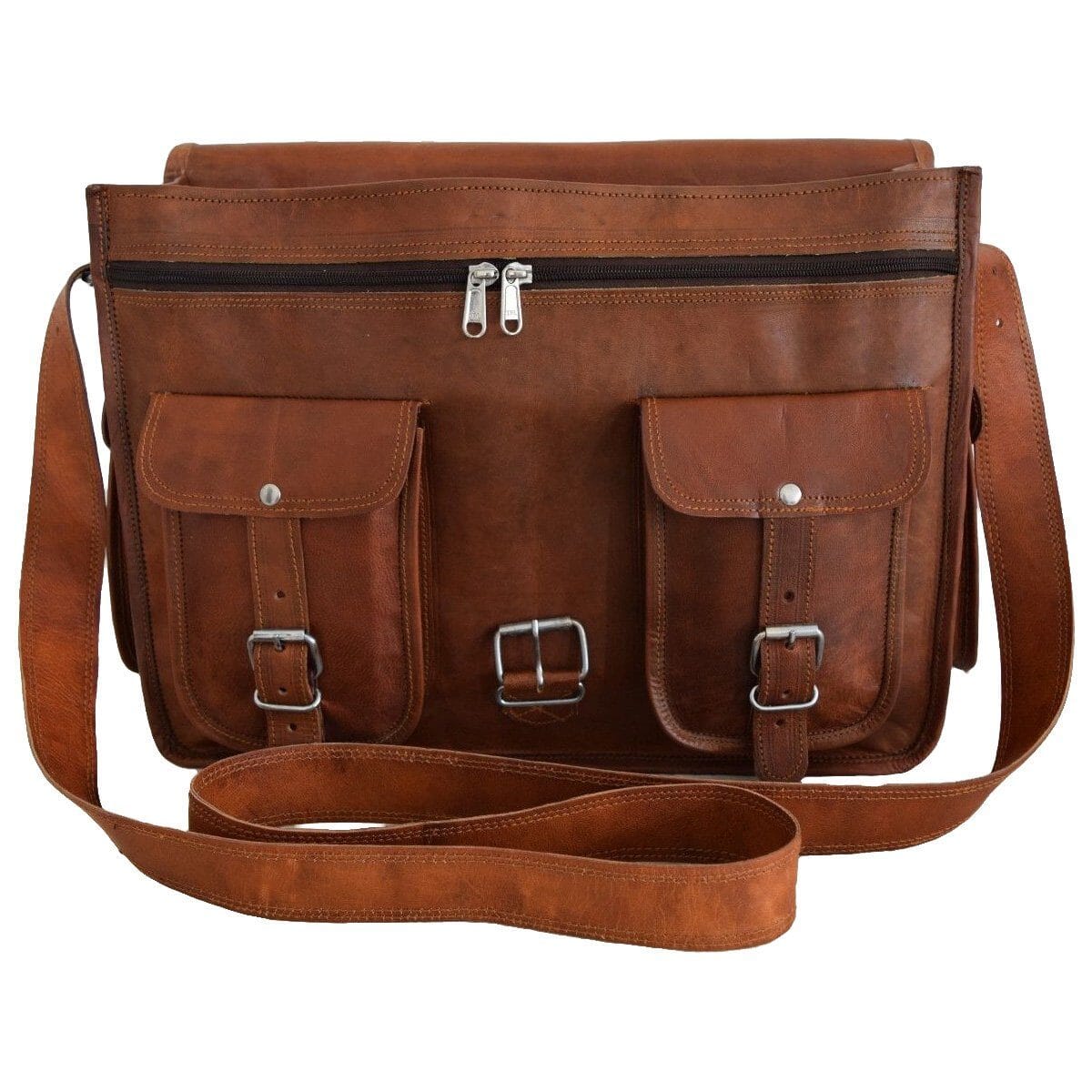 cheap brown leather messenger bag