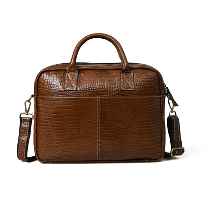 Laurent Leather Briefcase- Brown