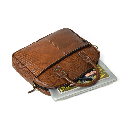 Laurent Leather Briefcase- Brown