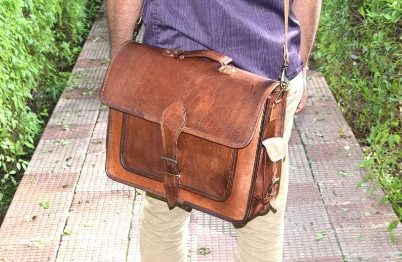 Vintage Large Leather Messenger Bag Classy Leather Bags 