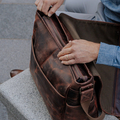 brown leather laptop bag