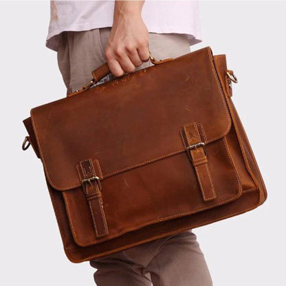 real leather laptop briefcase bag