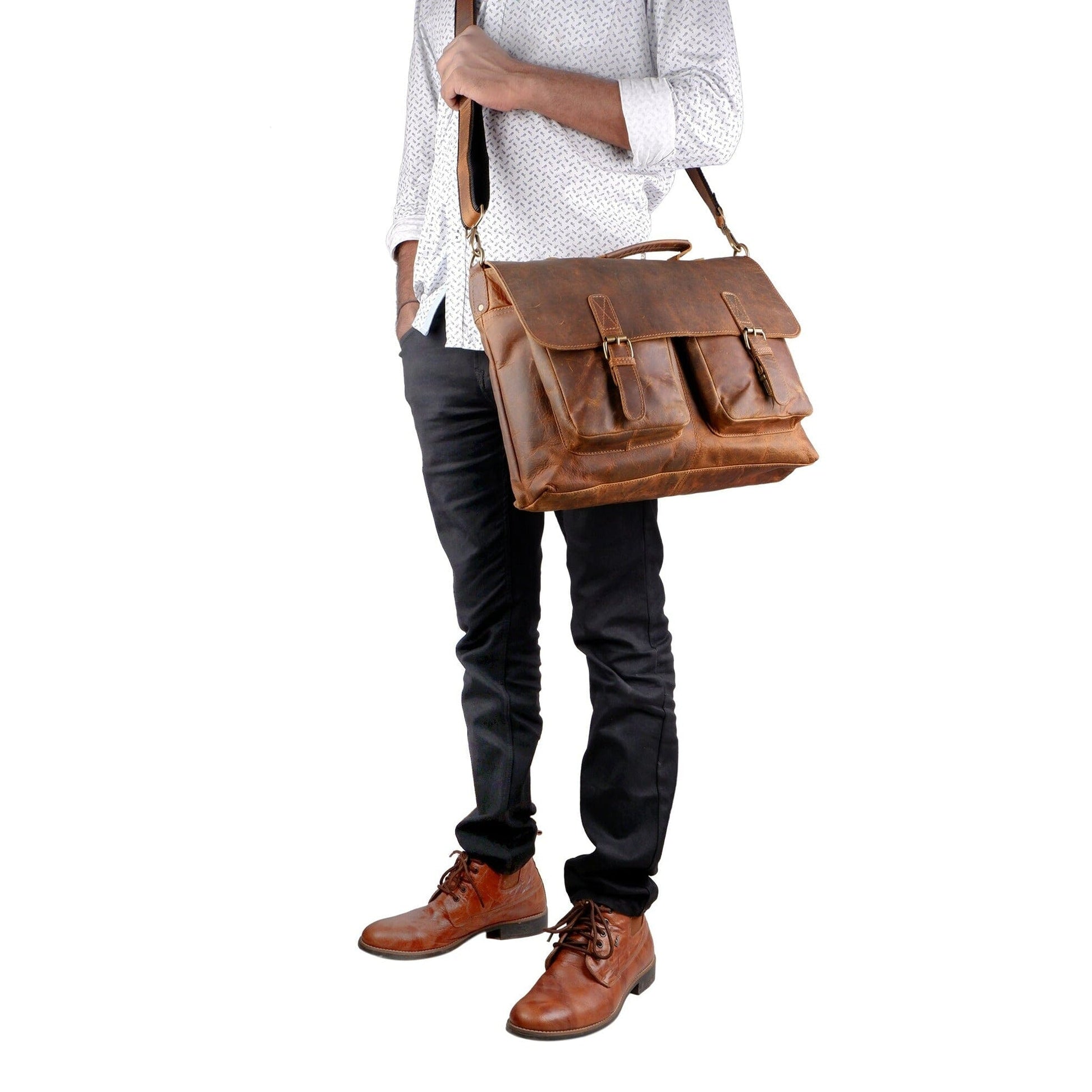 vintage leather laptop bag