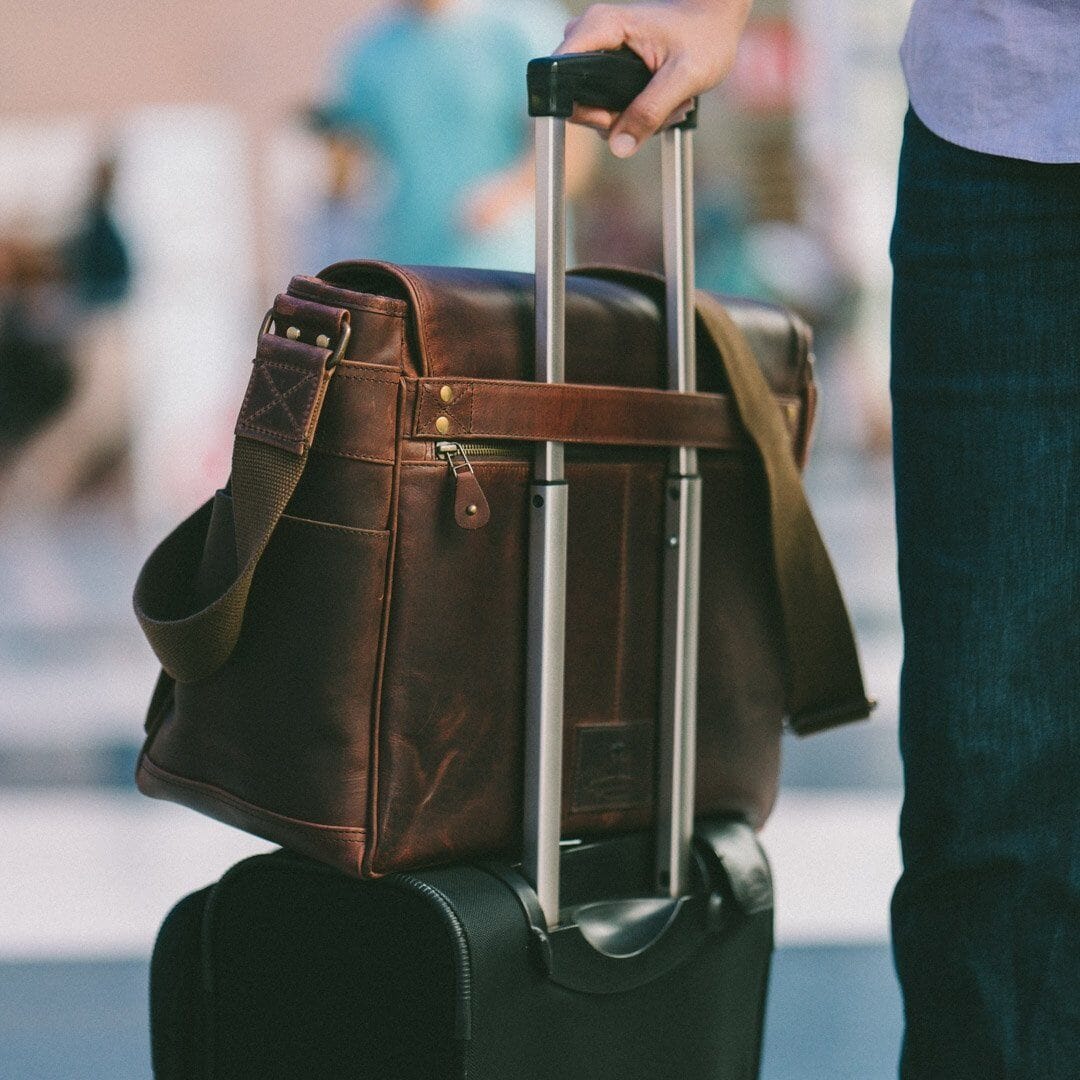 brown leather laptop bag