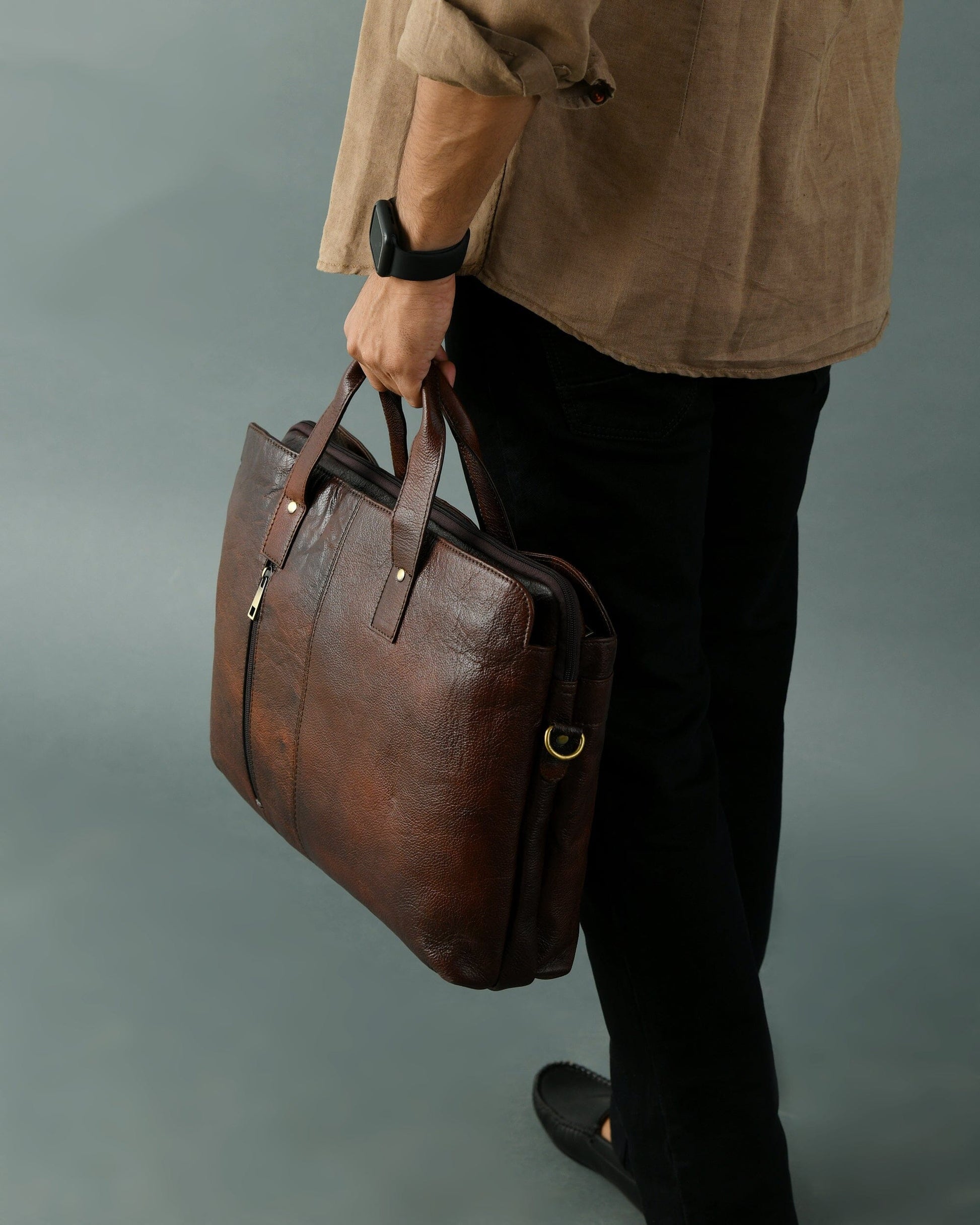 Sleek Italian Brown Laptop Bag 9999