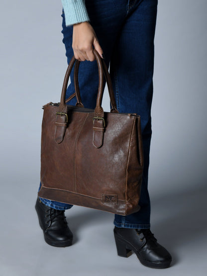 City Chic Brown Leather Shoulder Tote