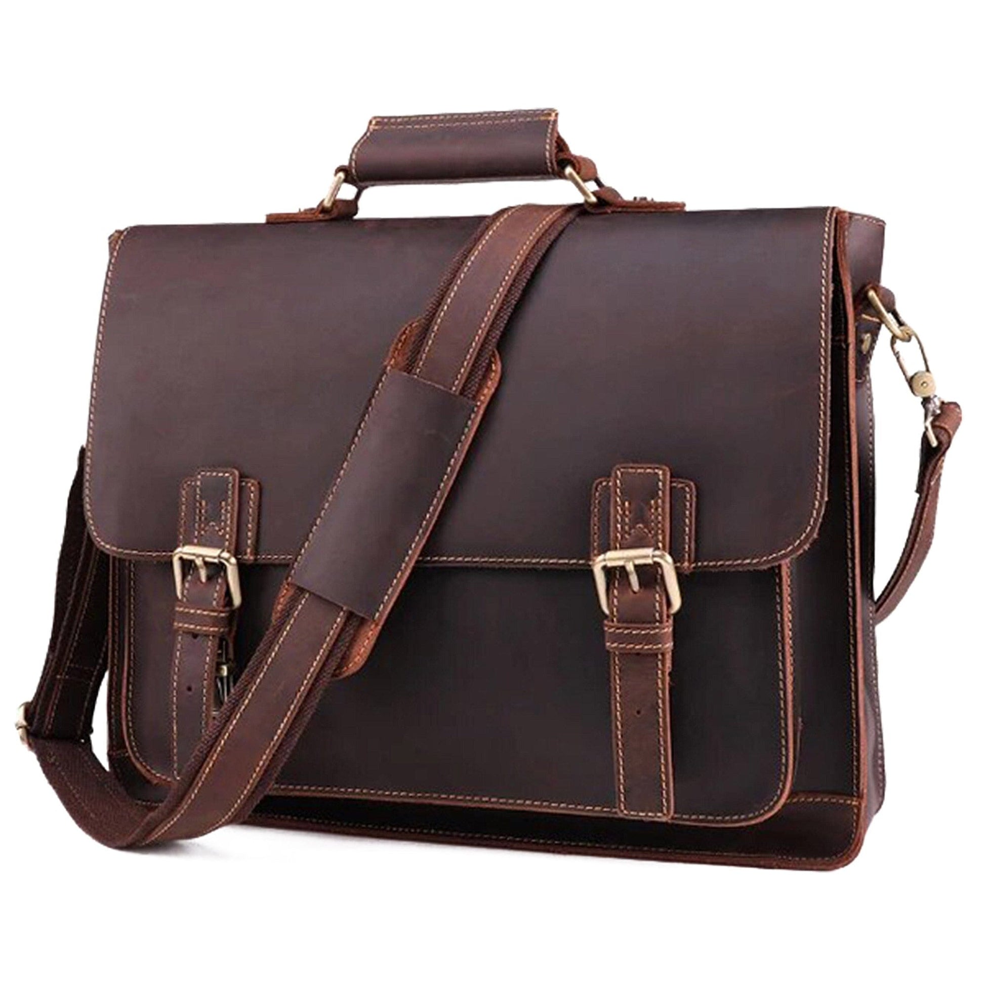 real leather laptop briefcase bag