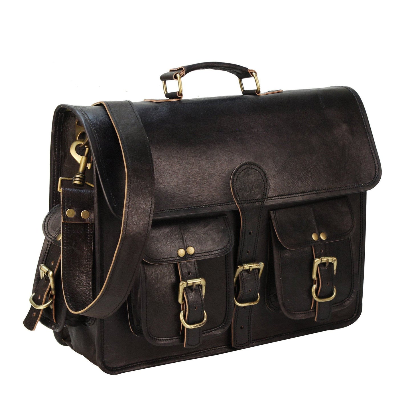 Black Leather Laptop Messenger Bags