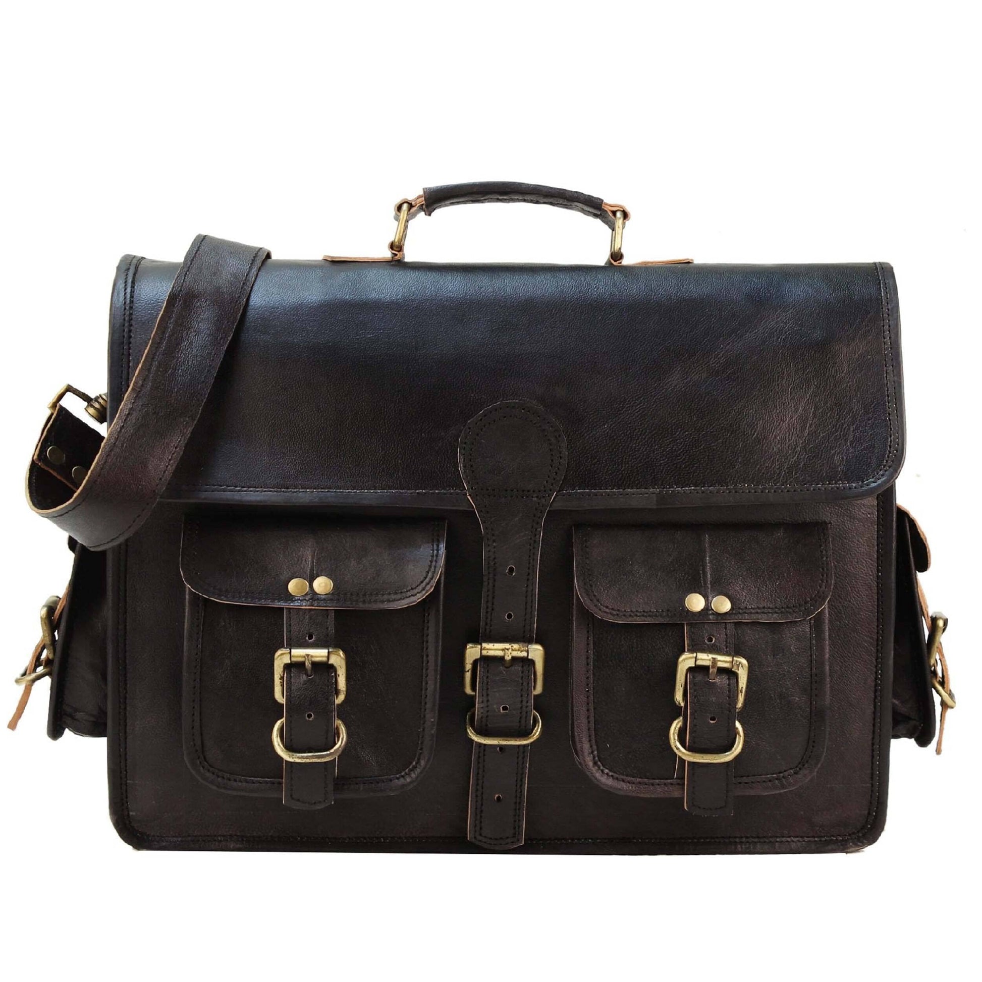 Black Leather Laptop Messenger Bags