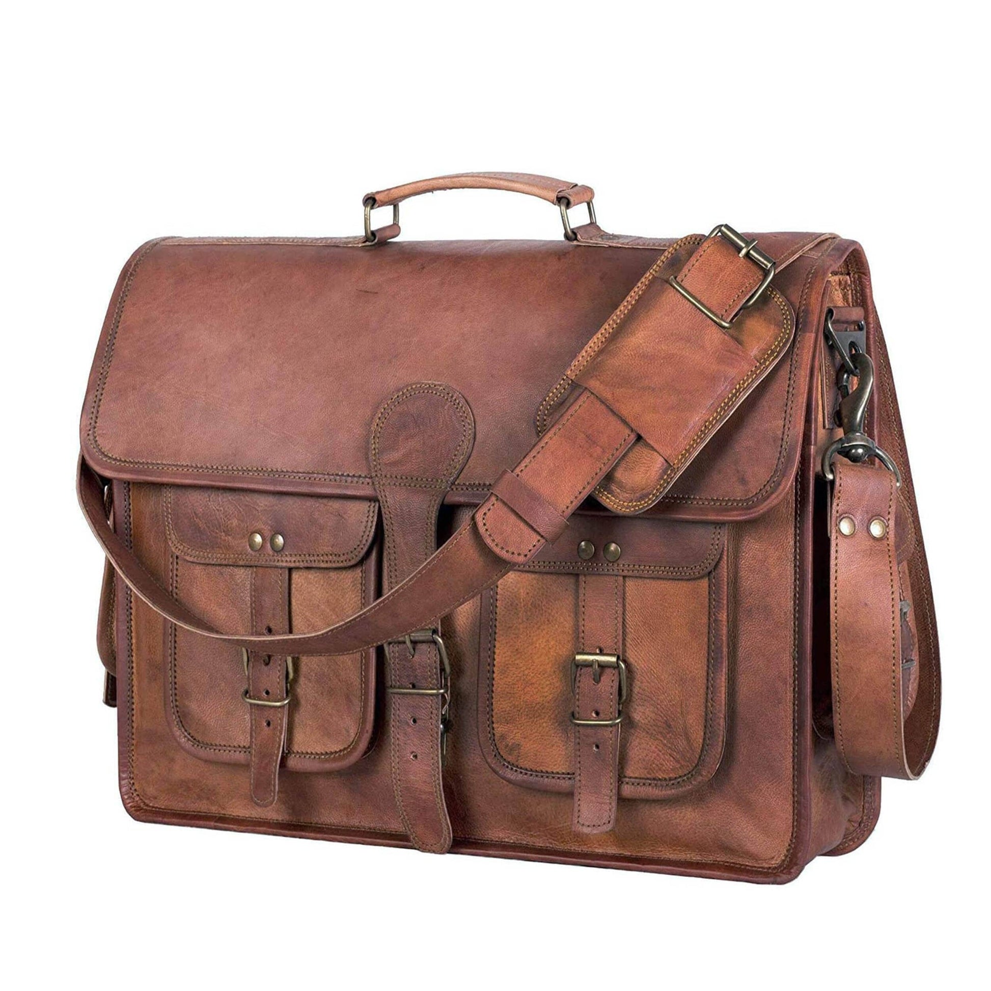 Leather Satchel Laptop Crossbody Messenger Bag