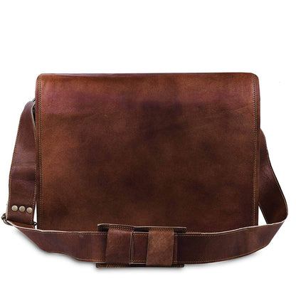 brown leather messenger bag