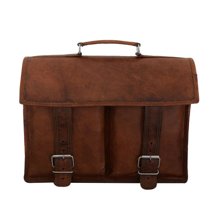 mens brown leather laptop messenger briefcase bag in USA