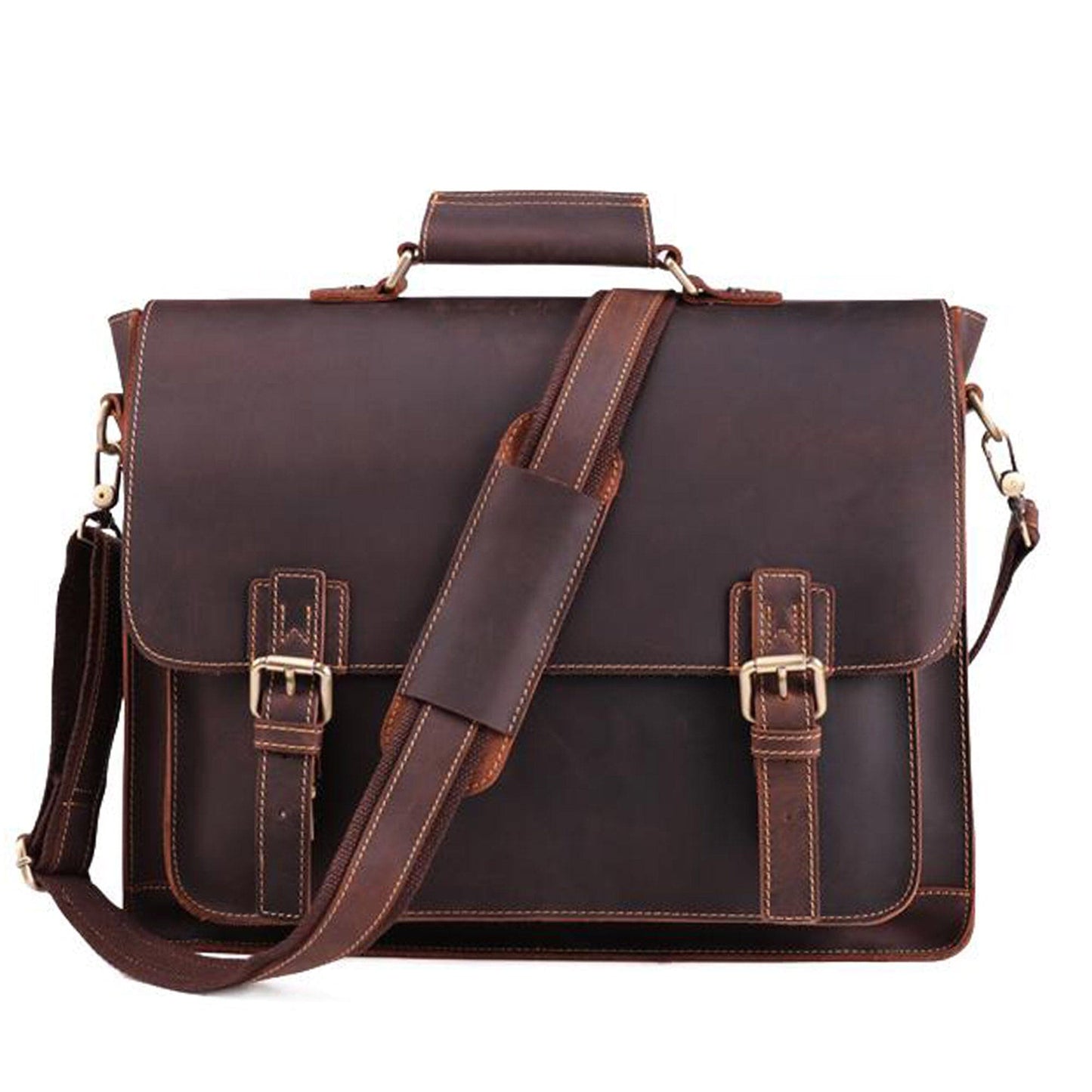 real leather laptop briefcase bag