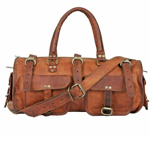 Leather Large Vintage Duffel Overnight Bag Classy Leather Bags 